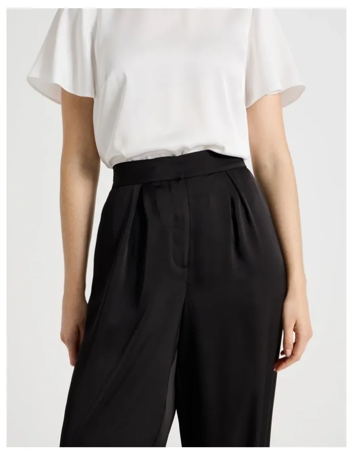 Basque Satin Harem Pant in Black