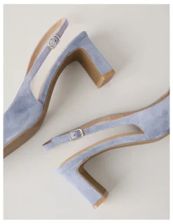 Basque Selmar Heeled Shoes in Blue Suede