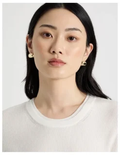 Basque Short Sleeve Double Layer Knit Tee in White