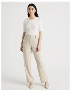 Basque Short Sleeve Double Layer Knit Tee in White