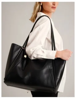 Basque Tam Leather Tote Bag in Black