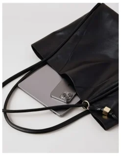 Basque Tam Leather Tote Bag in Black
