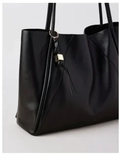 Basque Tam Leather Tote Bag in Black