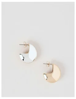 Basque Two Tone Chunky Hoop Earrings in Mixed Metal
