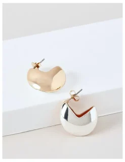 Basque Two Tone Chunky Hoop Earrings in Mixed Metal