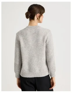Basque V Neck Knit in Oatmeal