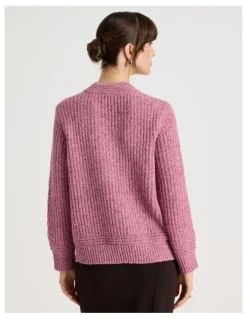 Basque V Neck Knit in Pink