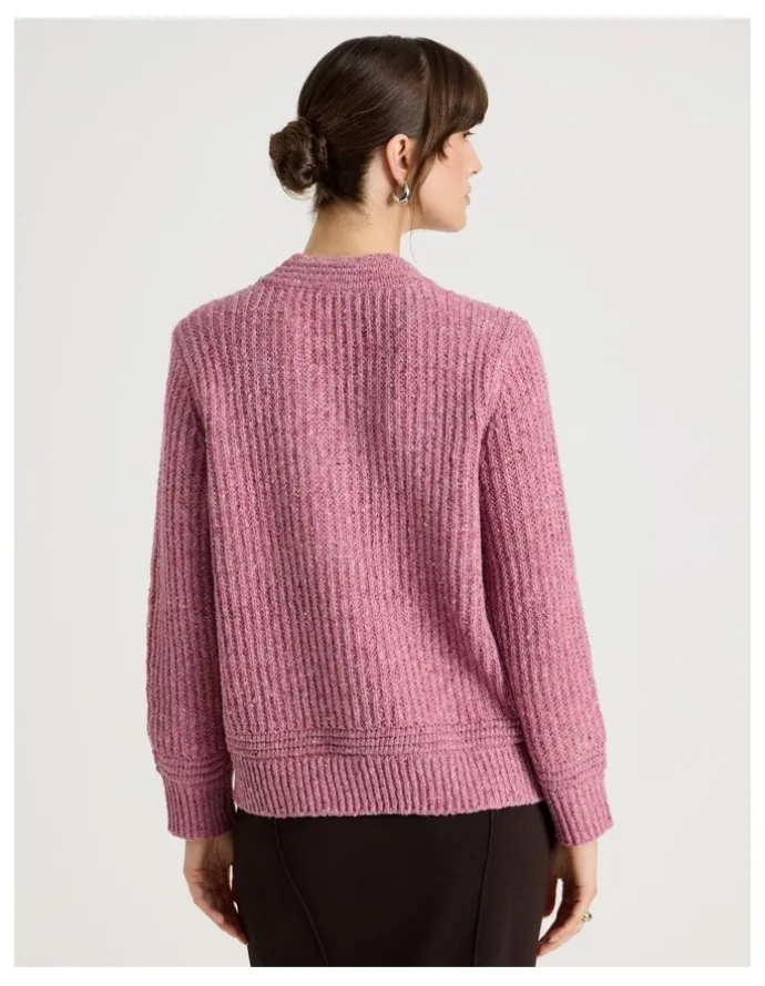 Basque V Neck Knit in Pink