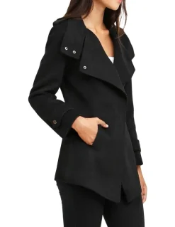 Belle & Bloom Bad Girl Black Wool Blend Moto Coat