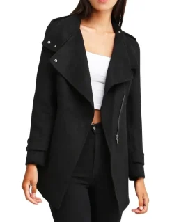 Belle & Bloom Bad Girl Black Wool Blend Moto Coat