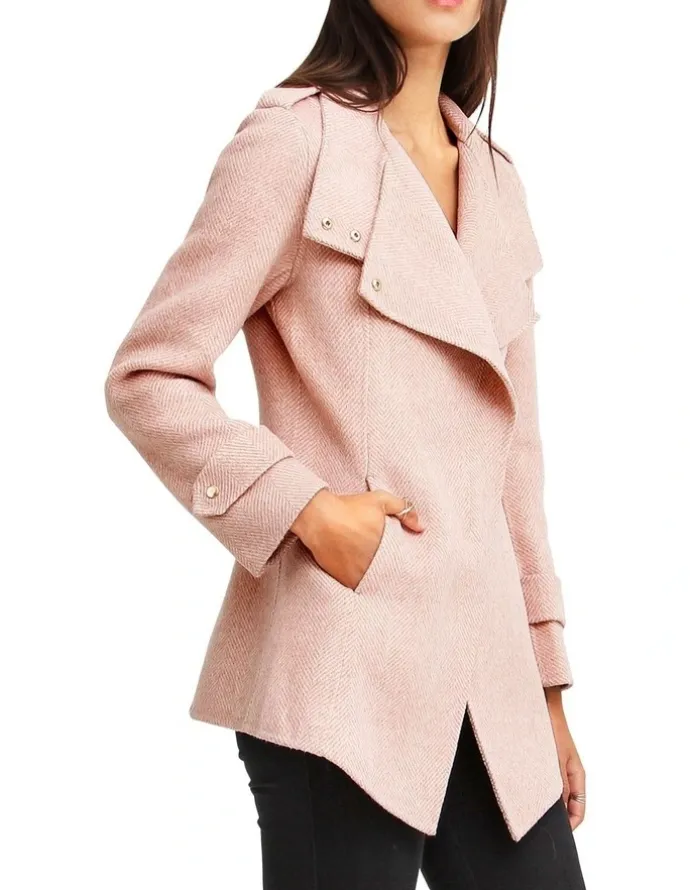 Belle & Bloom Bad Girl Blush Wool Blend Moto Coat