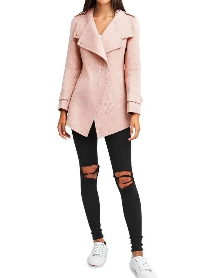 Belle & Bloom Bad Girl Blush Wool Blend Moto Coat