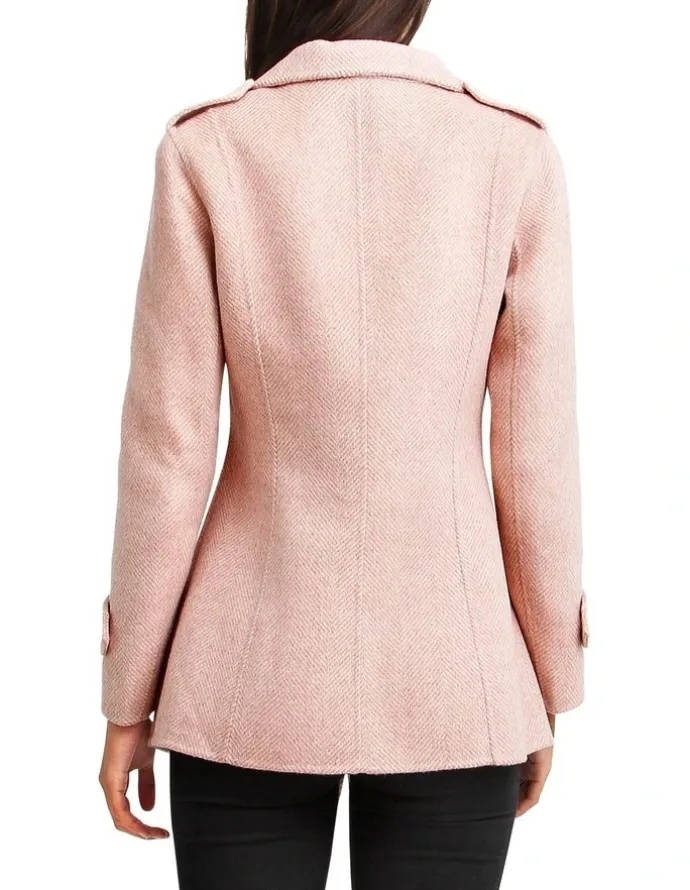 Belle & Bloom Bad Girl Blush Wool Blend Moto Coat