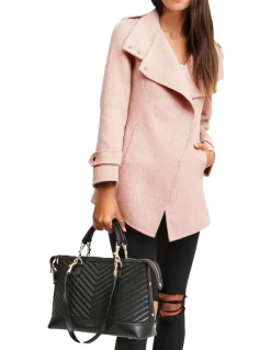 Belle & Bloom Bad Girl Blush Wool Blend Moto Coat