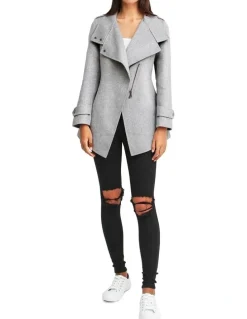 Belle & Bloom Bad Girl Grey Marl Wool Blend Moto Coat