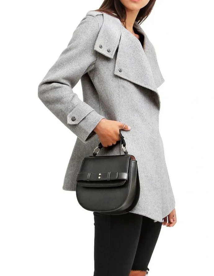 Belle & Bloom Bad Girl Grey Marl Wool Blend Moto Coat