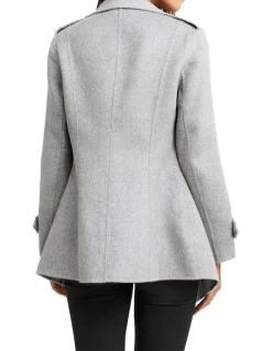 Belle & Bloom Bad Girl Grey Marl Wool Blend Moto Coat