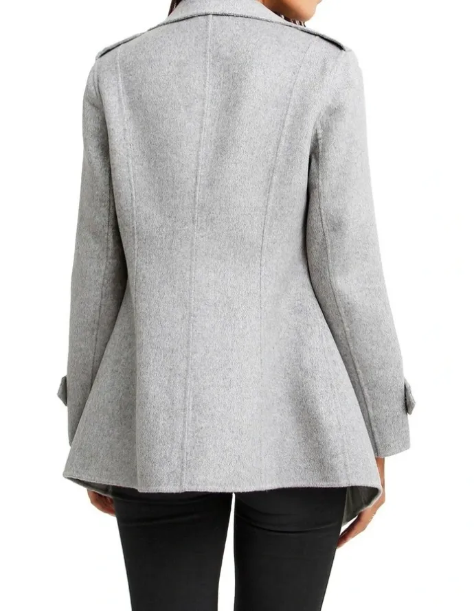 Belle & Bloom Bad Girl Grey Marl Wool Blend Moto Coat