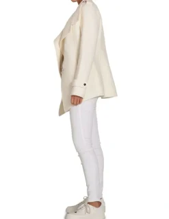 Belle & Bloom Bad Girl Wool Blend Moto Coat in Cream