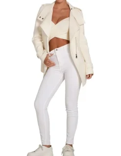 Belle & Bloom Bad Girl Wool Blend Moto Coat in Cream
