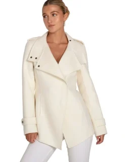 Belle & Bloom Bad Girl Wool Blend Moto Coat in Cream