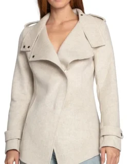 Belle & Bloom Bad Girl Wool Blend Moto Coat in Oat Marle