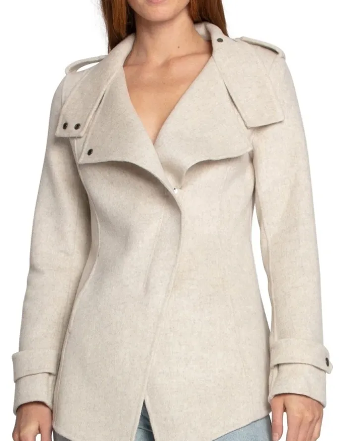 Belle & Bloom Bad Girl Wool Blend Moto Coat in Oat Marle