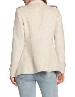 Belle & Bloom Bad Girl Wool Blend Moto Coat in Oat Marle