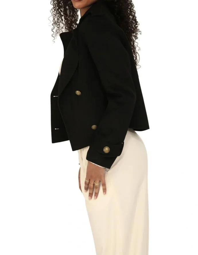 Belle & Bloom Better Off Military Peacoat in Black