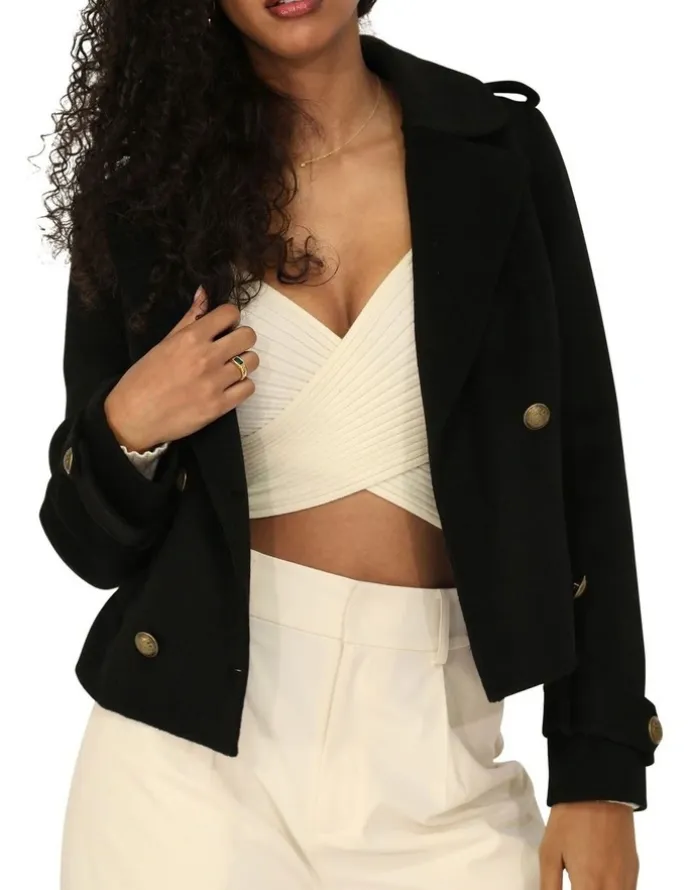 Belle & Bloom Better Off Military Peacoat in Black
