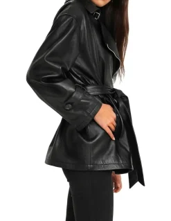 Belle & Bloom BFF Belted Black Leather Jacket