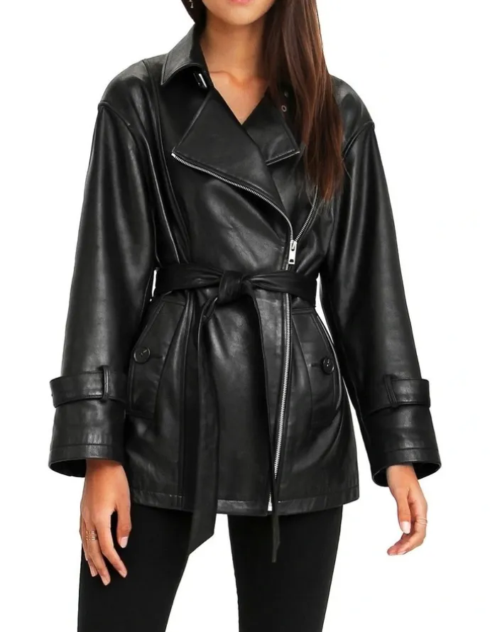 Belle & Bloom BFF Belted Black Leather Jacket