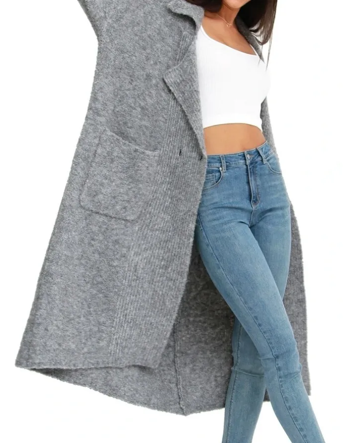 Belle & Bloom Born To Run Sustainable Sweater Coat Grey