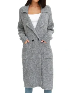 Belle & Bloom Born To Run Sustainable Sweater Coat Grey