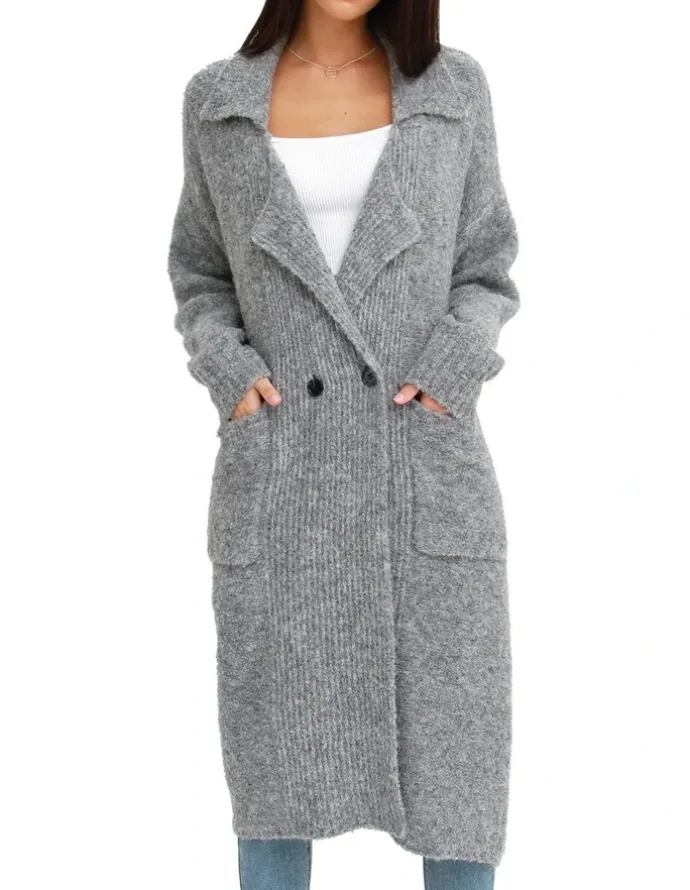 Belle & Bloom Born To Run Sustainable Sweater Coat Grey