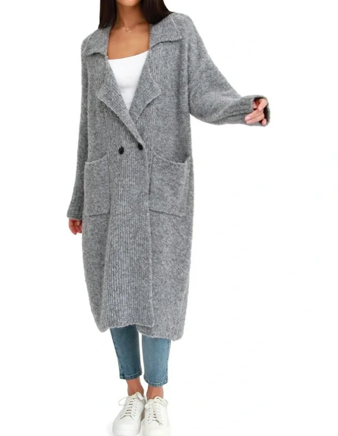 Belle & Bloom Born To Run Sustainable Sweater Coat Grey