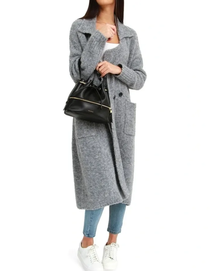 Belle & Bloom Born To Run Sustainable Sweater Coat Grey