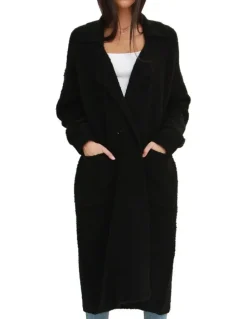 Belle & Bloom Born To Run Sustainable Sweater Coat Black