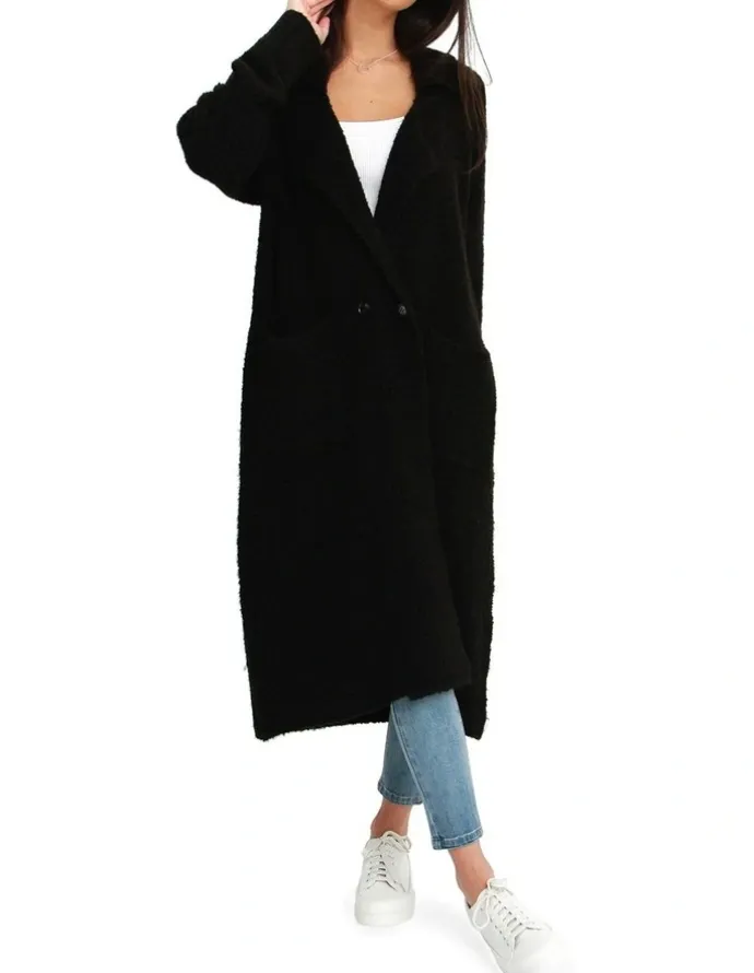 Belle & Bloom Born To Run Sustainable Sweater Coat Black