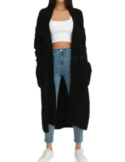 Belle & Bloom Born To Run Sustainable Sweater Coat Black