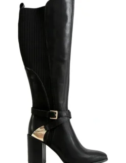 Belle & Bloom Breton Knee High Boot in Black