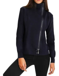 Belle & Bloom Brother's Zip Front Jumper in Navy