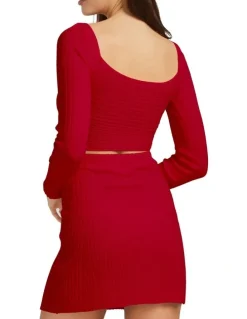 Belle & Bloom C'est Belle Knit Mini Skirt in Red