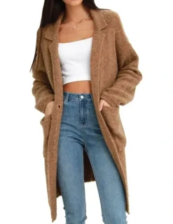 Belle & Bloom Days Go By Sustainable Blazer Cardigan in Camel