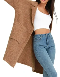 Belle & Bloom Days Go By Sustainable Blazer Cardigan in Camel