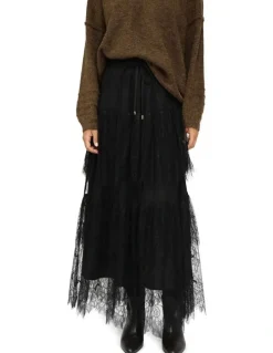 Belle & Bloom Dreamy Days Lace Tiered Skirt in Black