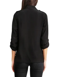 Belle & Bloom Eclipse Black Rolled Sleeve Blouse in Black