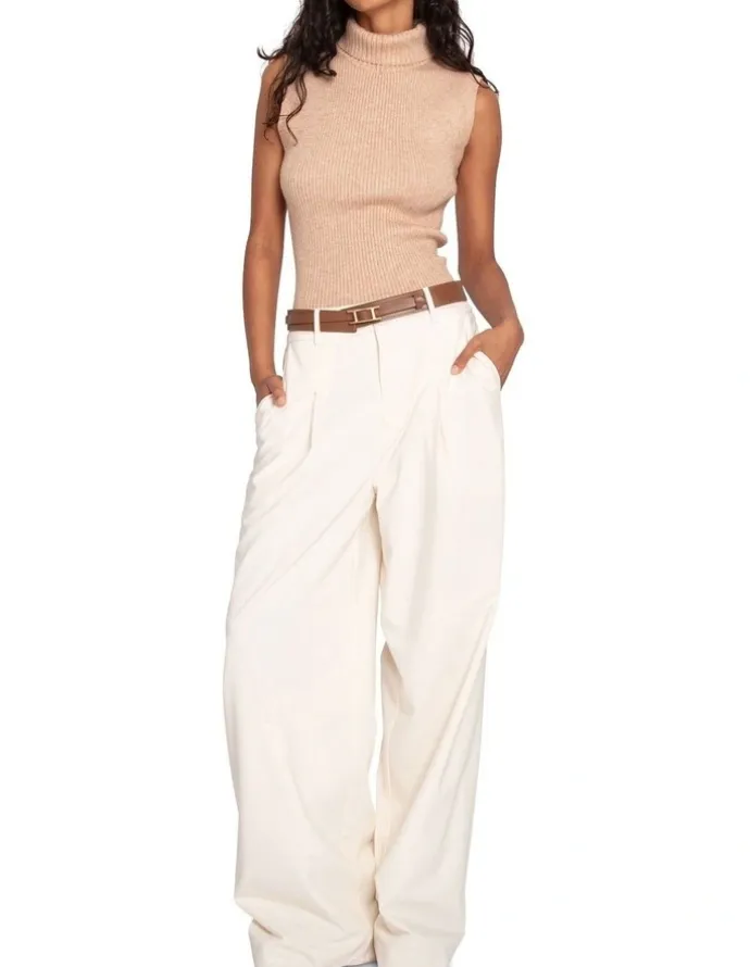 Belle & Bloom Equation Sleeveless Turtle Neck Knit in Camel