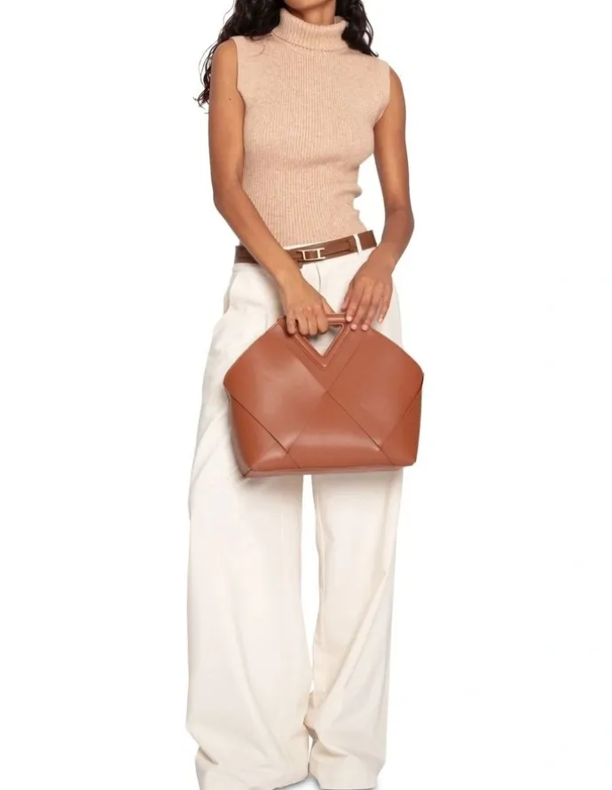 Belle & Bloom Equation Sleeveless Turtle Neck Knit in Camel