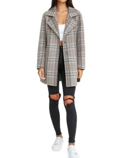 Belle & Bloom Ex-Boyfriend Wool Blend Jacket in Oat Plaid